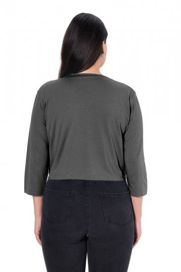 Ulla Popken 794514 Bolero de punto con lazada Antracita - Boleros - 
