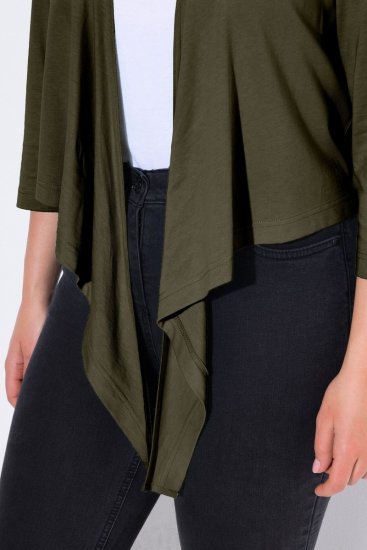 Ulla Popken 794514 Bolero de punto con lazada Verde oscuro - Boleros - 