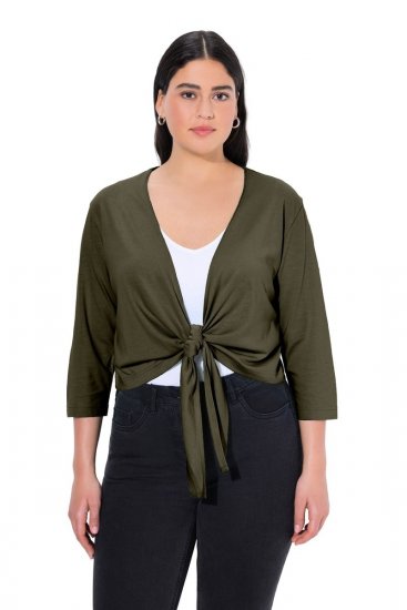 Ulla Popken 794514 Bolero de punto con lazada Verde oscuro - Boleros - 