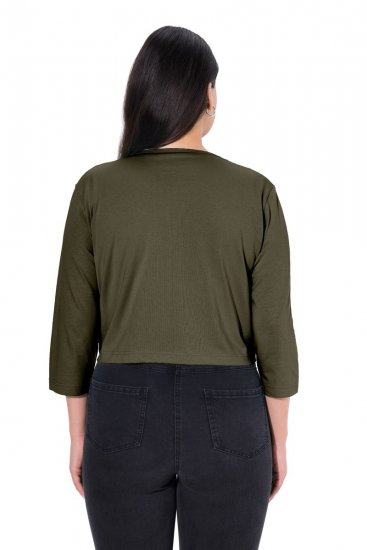 Ulla Popken 794514 Bolero de punto con lazada Verde oscuro - Boleros - 