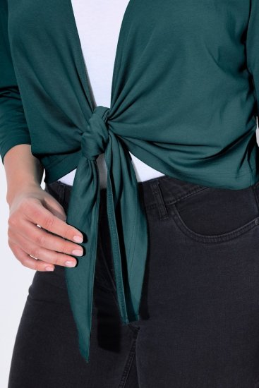 Ulla Popken 794514 Bolero de punto con lazada Petróleo - Boleros - 