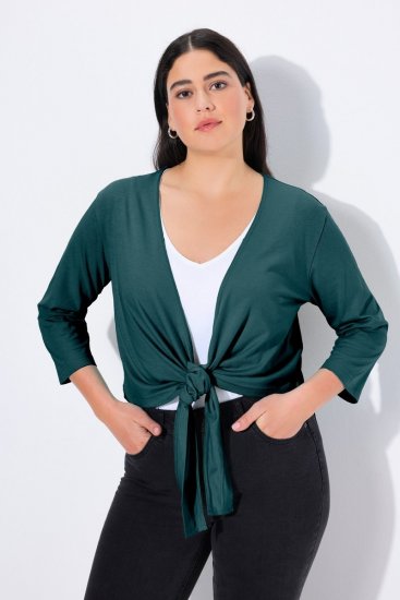 Ulla Popken 794514 Bolero de punto con lazada Petróleo - Boleros - 