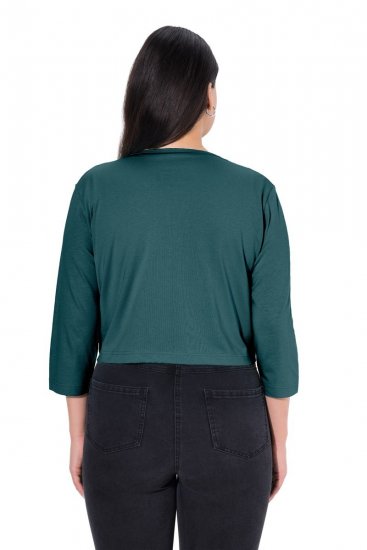 Ulla Popken 794514 Bolero de punto con lazada Petróleo - Boleros - 