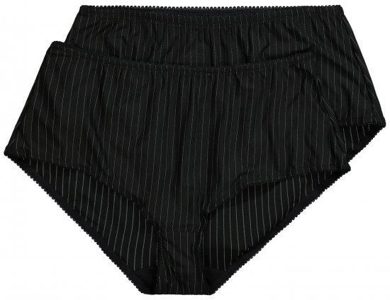 Ulla Popken 800279 Bragas de rayas pack de 2 Negro - Bragas - 