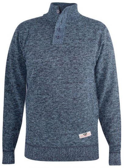 D555 Wilmington Zipper And Button Neck Sweater Blue - Sudaderas - Sudaderas 2XL-12XL