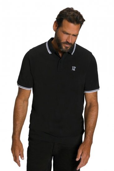 JP1880 802789 Polo con cuello de contraste blanco Negro - Polos - Polos 2XL-8XL