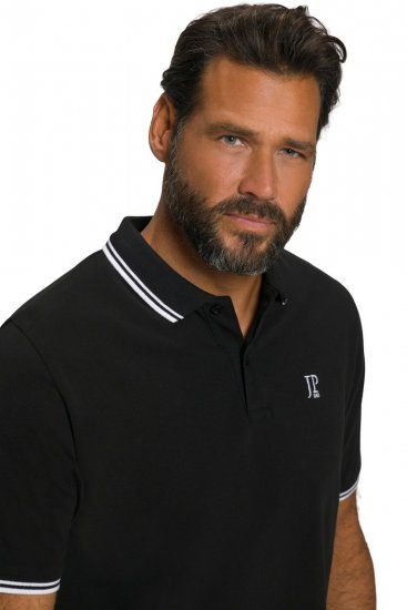 JP1880 802789 Polo con cuello de contraste blanco Negro - Polos - Polos 2XL-8XL