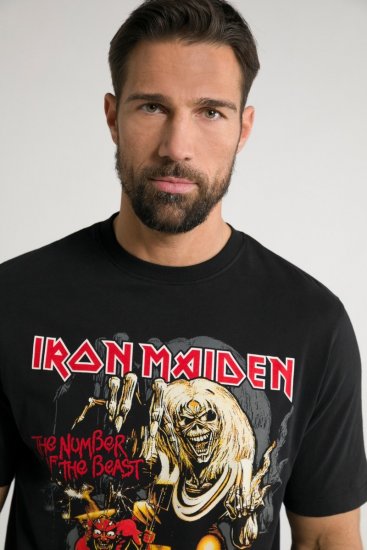 JP1880 Iron Maiden - Number of the Beast Graphic Comfort Fit Band T-Shirt Black - Camisetas - Camisetas - 2XL-14XL