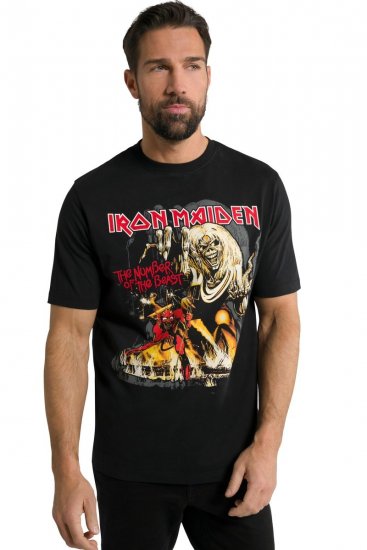 JP1880 Iron Maiden - Number of the Beast Graphic Comfort Fit Band T-Shirt Black - Camisetas - Camisetas - 2XL-14XL