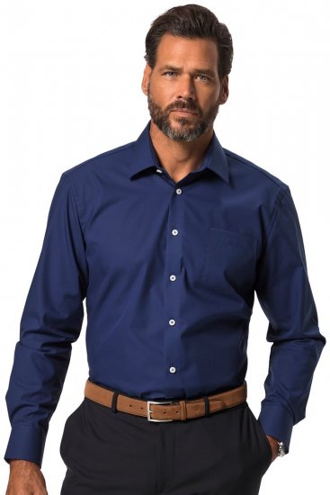 JP1880 804890 Camisa de vestir sin plancha manga larga Azul marino TALL - TALL camisas - Camisas TALL para hombre alto