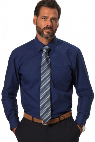 JP1880 804890 Camisa de vestir sin plancha manga larga Azul marino TALL - TALL camisas - Camisas TALL para hombre alto