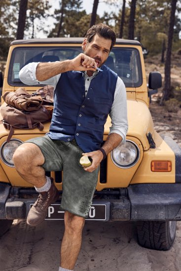 JP1880 Mottled Stretch Knit Stand-up Collar Vest Navy Blue - Chaquetas - Chaquetas Tallas Grandes 2XL-8XL