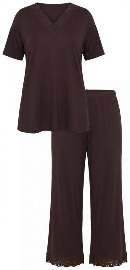 Ulla Popken 806944 Pijama de manga corta Marrón - Pijamas/ropa de estar en casa - 