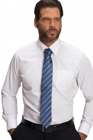 JP1880 809025 Corbata de seda a rayas extralarga Azul medio - Corbatas y pajaritas - 