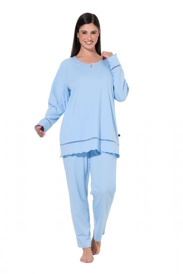 Ulla Popken 810592 Pijama con encaje Azul claro - Pijamas/ropa de estar en casa - 