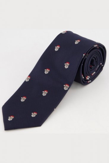 JP1880 811267 Corbata de seda con motivo navideño Azul marino - Corbatas y pajaritas - 