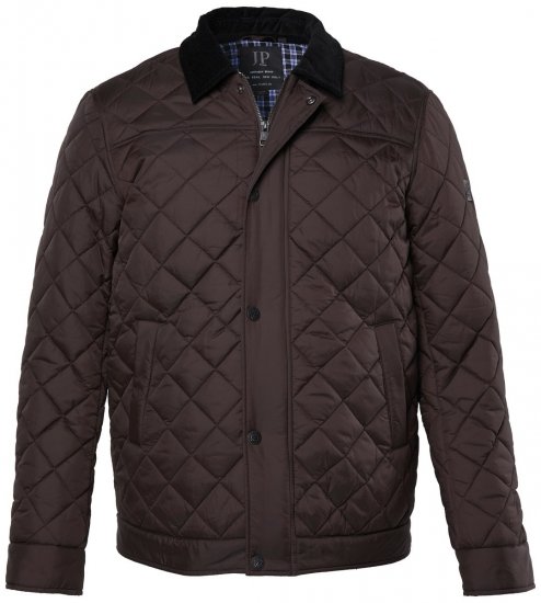 JP1880 811805 Chaqueta acolchada con cuello de pana Marrón negro - Chaquetas - Chaquetas Tallas Grandes 2XL-8XL