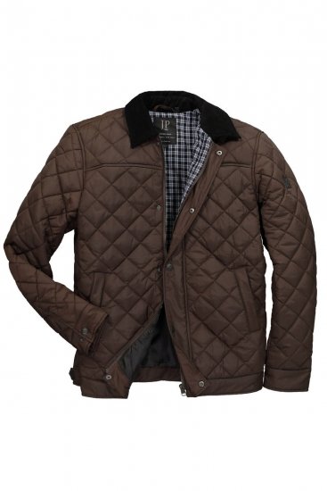 JP1880 811805 Chaqueta acolchada con cuello de pana Marrón negro - Chaquetas - Chaquetas Tallas Grandes 2XL-8XL