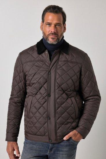 JP1880 811805 Chaqueta acolchada con cuello de pana Marrón negro - Chaquetas - Chaquetas Tallas Grandes 2XL-8XL