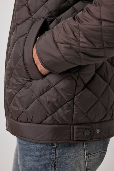 JP1880 811805 Chaqueta acolchada con cuello de pana Marrón negro - Chaquetas - Chaquetas Tallas Grandes 2XL-8XL