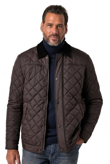 JP1880 811805 Chaqueta acolchada con cuello de pana Marrón negro - Chaquetas - Chaquetas Tallas Grandes 2XL-8XL