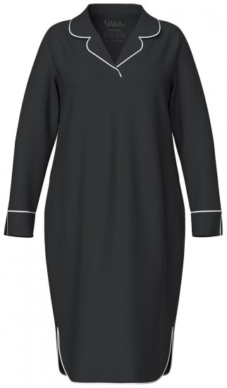 Ulla Popken 812447 Camisón con cuello camisero Negro - Camisones - 