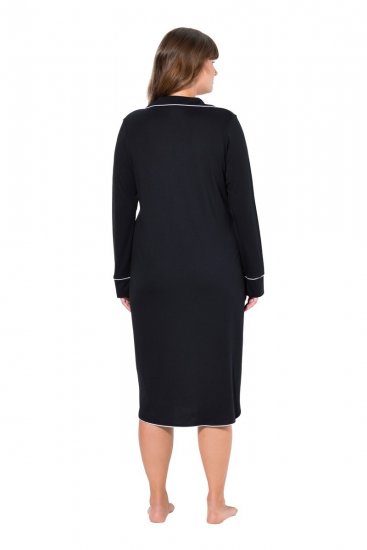 Ulla Popken 812447 Camisón con cuello camisero Negro - Camisones - 