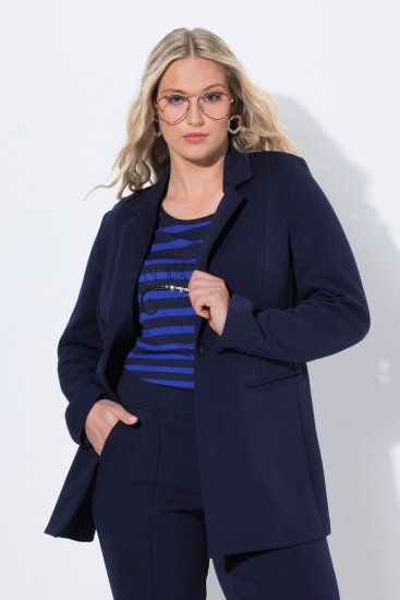 Ulla Popken 812754 Blazer de punto de Roma Azul marino - Blazers - Blazers en tallas grandes para mujer