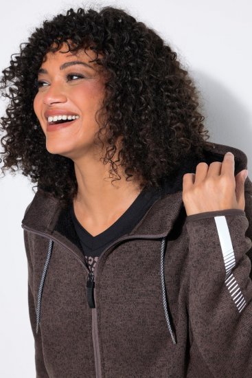 Ulla Popken 812880 Chaqueta de punto polar con forro teddy Topo - Ropa de lana - 