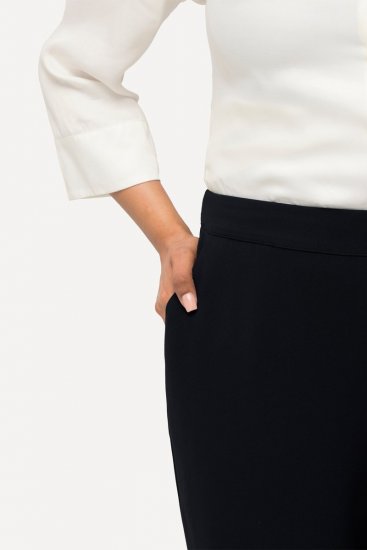 Ulla Popken 813306 Pantalón de traje ancho con cintura elástica Azul marino - Pantalones de tela - Pantalones anchos de tela para mujer