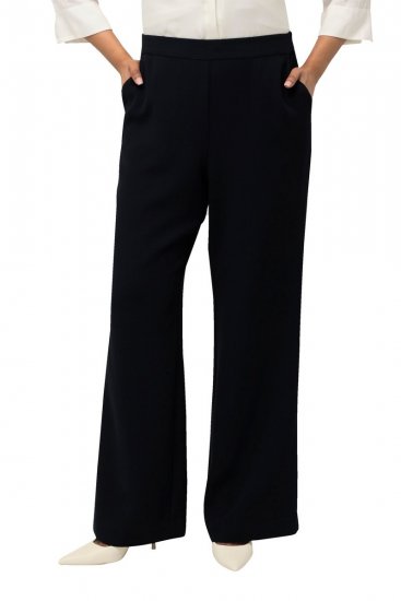 Ulla Popken 813306 Pantalón de traje ancho con cintura elástica Azul marino - Pantalones de tela - Pantalones anchos de tela para mujer