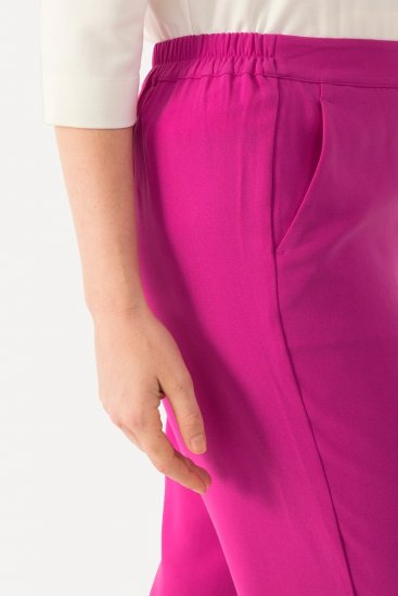 Ulla Popken 813306 Pantalón de traje ancho con cintura elástica Magenta - Pantalones de tela - Pantalones anchos de tela para mujer