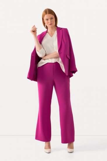 Ulla Popken 813306 Pantalón de traje ancho con cintura elástica Magenta - Pantalones de tela - Pantalones anchos de tela para mujer
