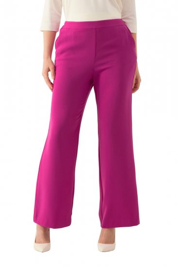 Ulla Popken 813306 Pantalón de traje ancho con cintura elástica Magenta - Pantalones de tela - Pantalones anchos de tela para mujer