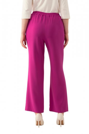 Ulla Popken 813306 Pantalón de traje ancho con cintura elástica Magenta - Pantalones de tela - Pantalones anchos de tela para mujer