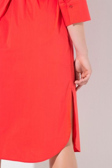 Ulla Popken 815217 Vestido camisero evasé con cinturón anudado Rosa - Vestidos midi - Vestidos midi de talla grande
