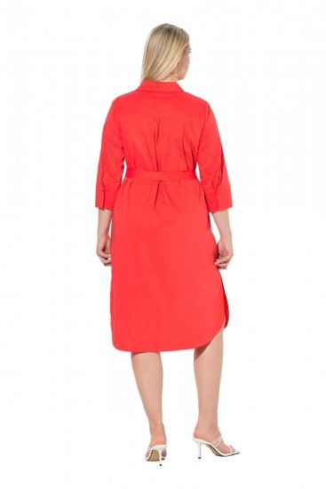 Ulla Popken 815217 Vestido camisero evasé con cinturón anudado Rosa - Vestidos midi - Vestidos midi de talla grande