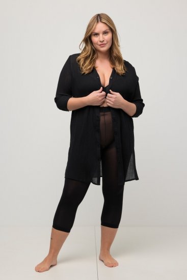 Ulla Popken 815580 Leggings de media 3/4 con protección de muslos 80 den Negro - Medias & calcetines - 