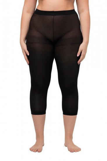 Ulla Popken 815580 Leggings de media 3/4 con protección de muslos 80 den Negro - Medias & calcetines - 