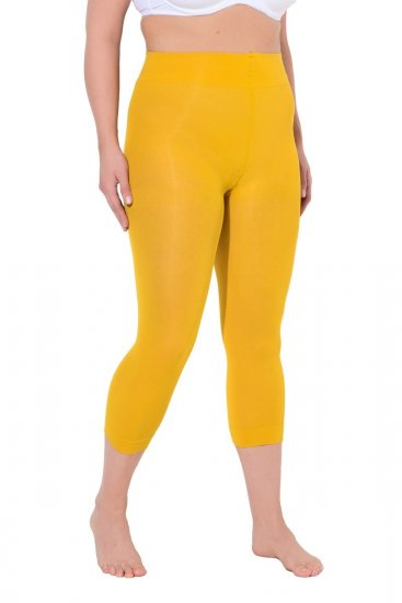 Ulla Popken 815580 Leggings de media 3/4 con protección de muslos 80 den Amarillo mostaza - Medias & calcetines - 
