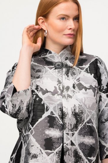 Ulla Popken 816673 Blazer oversize de jacquard con manga 3/4 Negro - Blazers - Blazers en tallas grandes para mujer