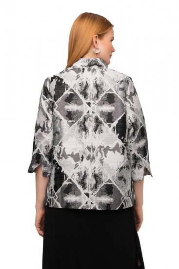Ulla Popken 816673 Blazer oversize de jacquard con manga 3/4 Negro - Blazers - Blazers en tallas grandes para mujer
