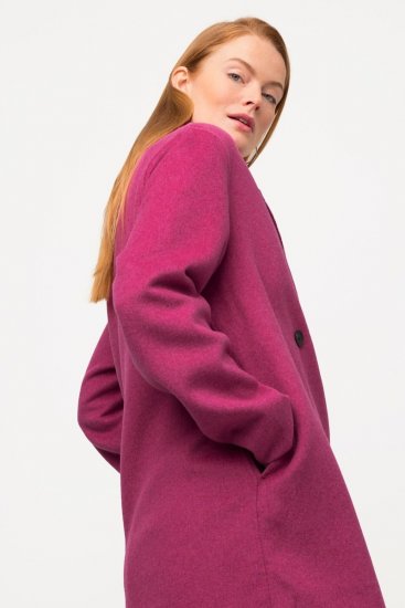 Ulla Popken 816744 Abrigo cruzado efecto lana Rosa - Abrigos - Abrigos de talla grande