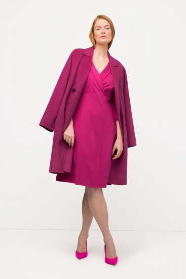 Ulla Popken 816744 Abrigo cruzado efecto lana Rosa - Abrigos - Abrigos de talla grande