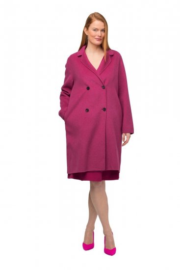 Ulla Popken 816744 Abrigo cruzado efecto lana Rosa - Abrigos - Abrigos de talla grande