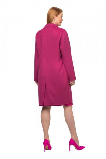 Ulla Popken 816744 Abrigo cruzado efecto lana Rosa - Abrigos - Abrigos de talla grande