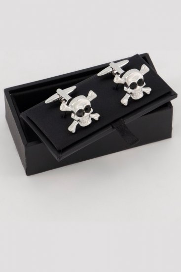 JP1880 816868 Gemelos con calavera Gris plata - Joyas - 