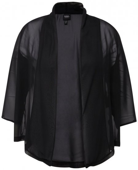 Ulla Popken 817211 Chaqueta oversize de gasa con cuello chal Negro - Chaquetas - Chaquetas para mujer en tallas grandes