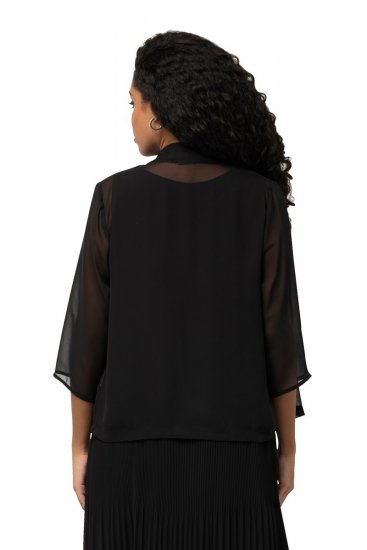 Ulla Popken 817211 Chaqueta oversize de gasa con cuello chal Negro - Chaquetas - Chaquetas para mujer en tallas grandes