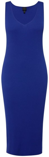 Ulla Popken 817591 Vestido de punto con cuello de pico Azul - Vestidos de punto - 